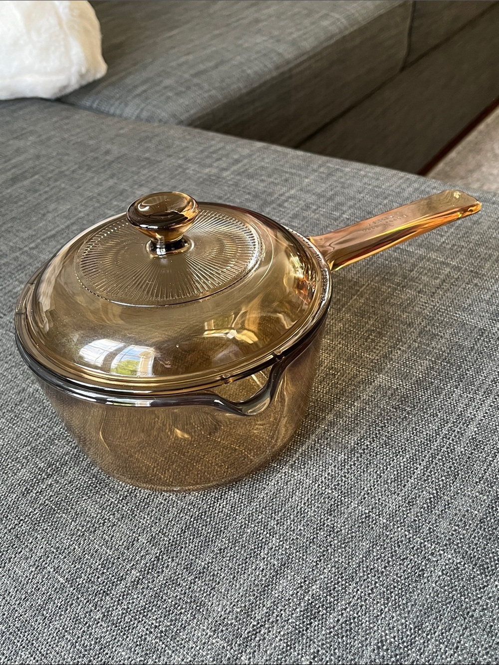 Corningware Visions 1L Amber Glass Saucepan with Lid and Handle